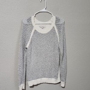 Loft Sweater Womens Size L Gray Cream Off white